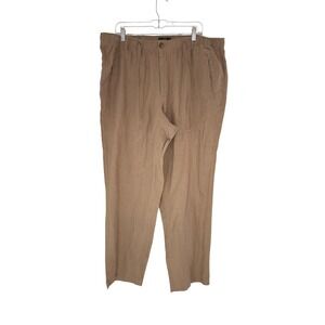 Club Room Linen Luxury Pants Men's Brown Pull On Stretch Lagenlook Coastal XXL